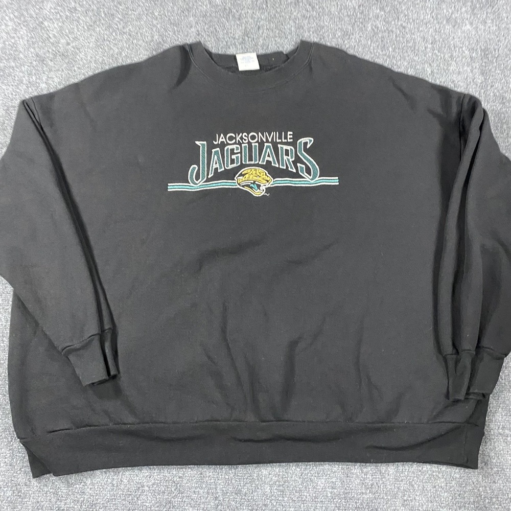 Vintage Jacksonville Jaguars Sweatshirt 4XL Black Embroidered Retro 90s USA